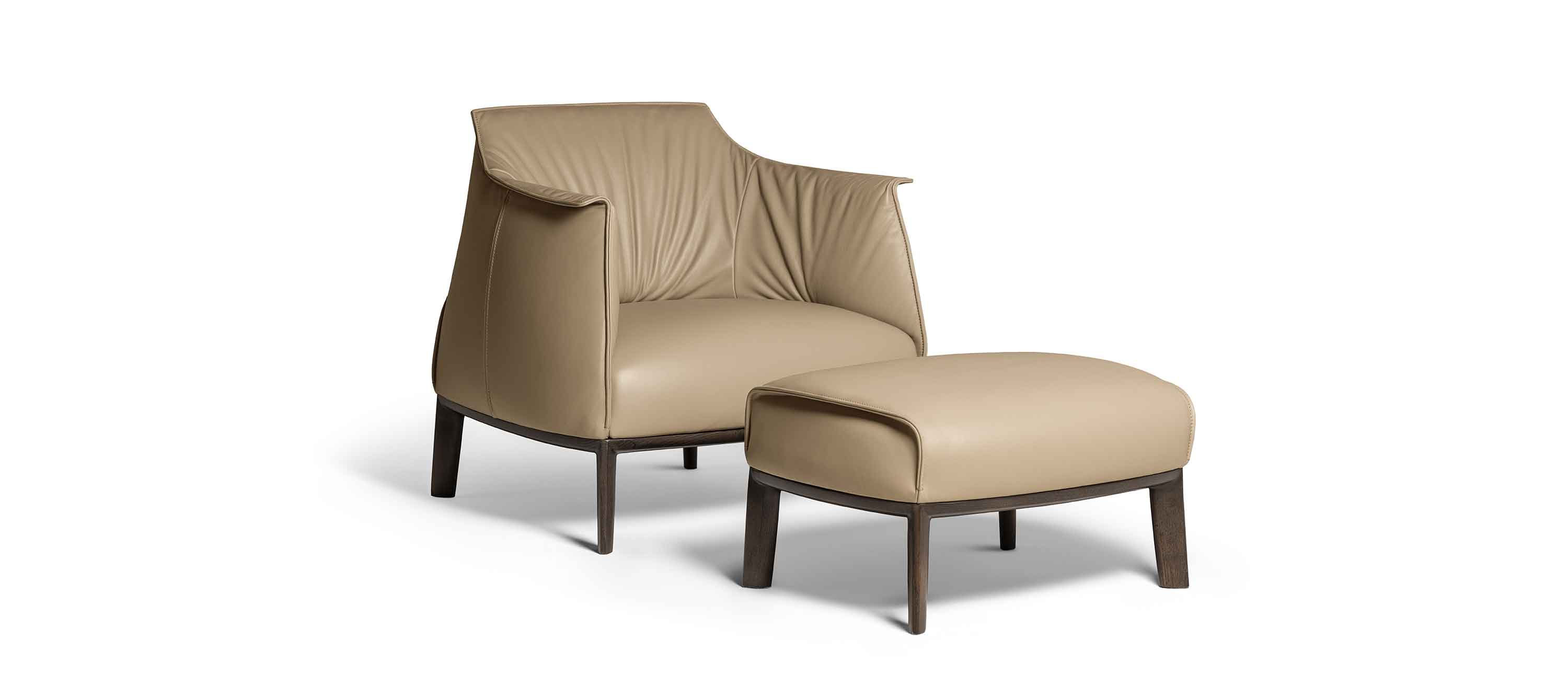 Archibald | Ottoman with wood base